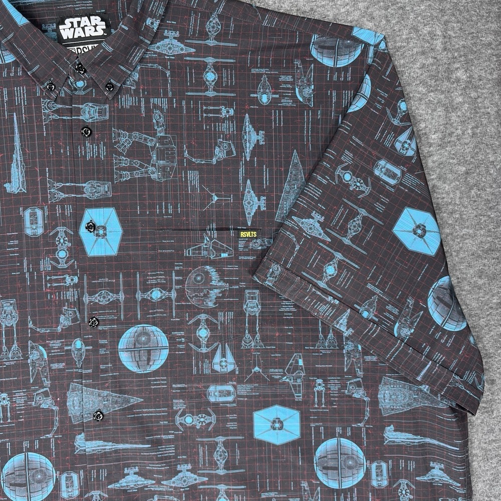 RSVLTS Star Wars shirt Men's 5XL Black Blue Quite Operational Kunuflex button up - Picture 3 of 16